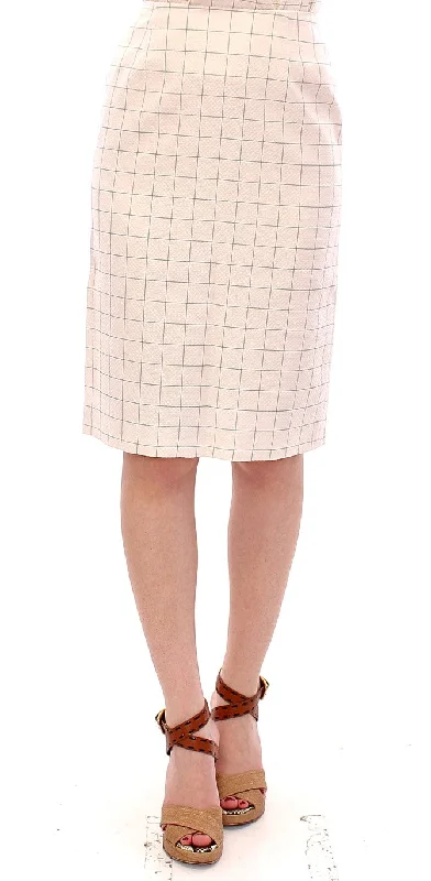 stylish asymmetrical skirts -stylish asymmetrical skirts -Andrea Incontri  Cotton Checke Pencil Women's Skirt