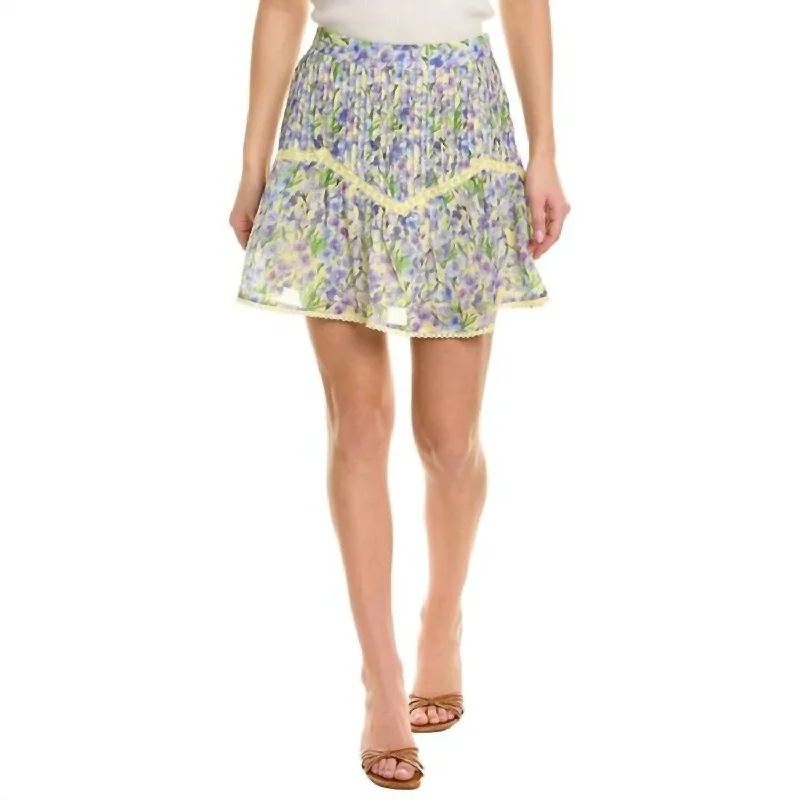 polished solid skirts -polished solid skirts -Anna High Waisted Mini Skirt In Yellow Floral