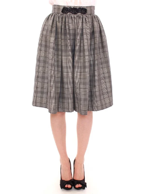 refined fitted skirts -refined fitted skirts -NOEMI ALEMÁN  Checke Wool Shorts Women's Skirt