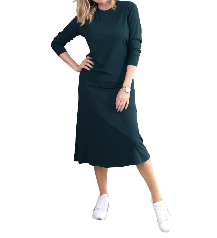 trim contrast skirts -trim contrast skirts -Ribbed A-Line Skirt In Jade