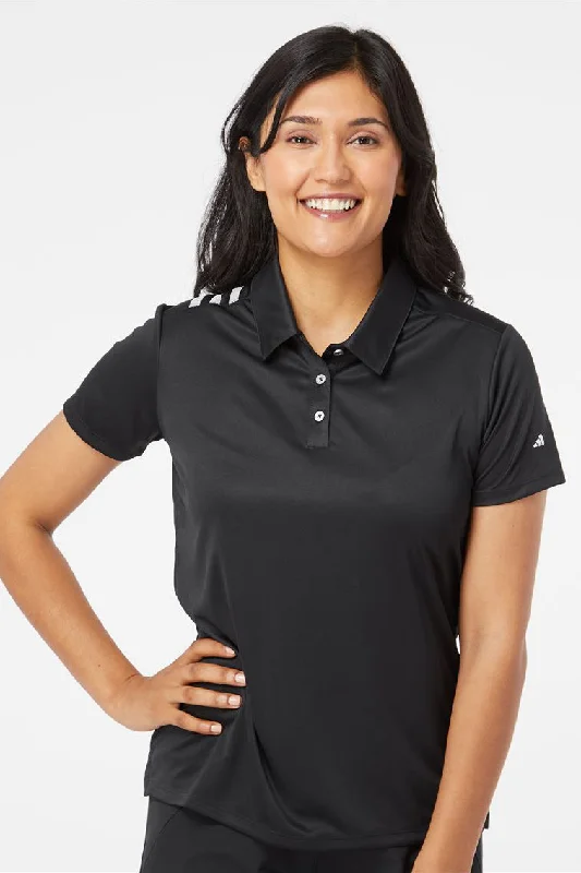 utility tie blouses & shirts -utility tie blouses & shirts -Adidas Womens 3 Stripes UPF 50+ Short Sleeve Polo Shirt - Black