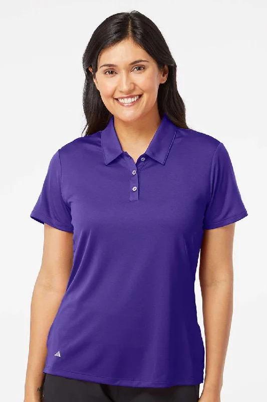 curved neck blouses & shirts -curved neck blouses & shirts -Adidas Womens Performance UPF 50+ Short Sleeve Polo Shirt - Collegiate Purple