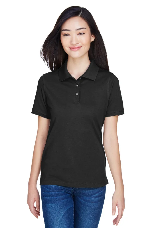 knit cotton blouses & shirts -knit cotton blouses & shirts -Harriton Womens Easy Blend Wrinkle Resistant Short Sleeve Polo Shirt - Black