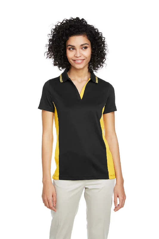 casual cropped blouses & shirts -casual cropped blouses & shirts -Harriton Womens Flash Performance Moisture Wicking Colorblock Short Sleeve Polo Shirt - Black/Sunray Yellow