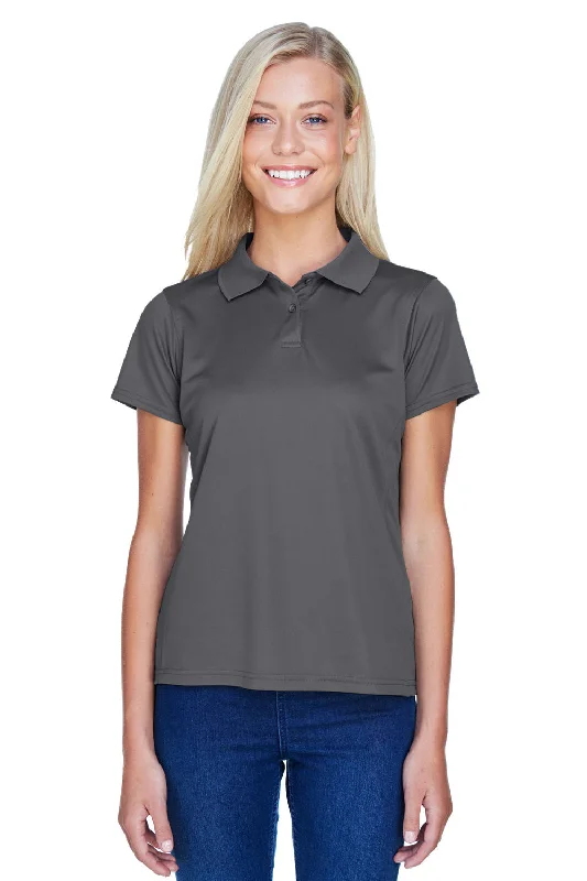 vented lightweight blouses & shirts -vented lightweight blouses & shirts -Harriton Womens Polytech Moisture Wicking Short Sleeve Polo Shirt - Charcoal Grey