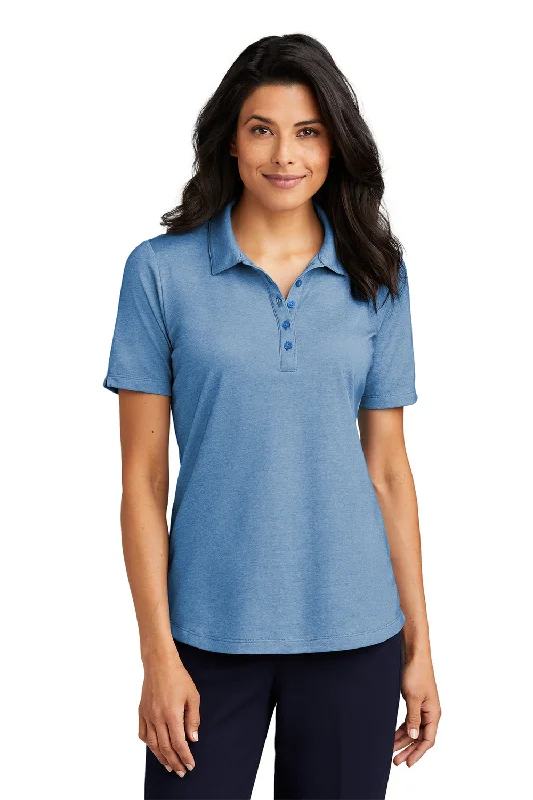 oversized relaxed blouses & shirts -oversized relaxed blouses & shirts -Port Authority Womens Moisture Wicking Fine Pique Short Sleeve Polo Shirt - Heather Aegean Blue