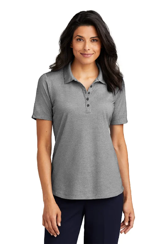 chic mock blouses & shirts -chic mock blouses & shirts -Port Authority Womens Moisture Wicking Fine Pique Short Sleeve Polo Shirt - Heather Charcoal Grey