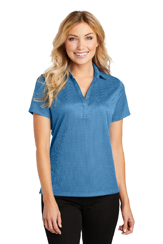 neck curved blouses & shirts -neck curved blouses & shirts -Port Authority Womens Performance Moisture Wicking Short Sleeve Polo Shirt - Ocean Blue