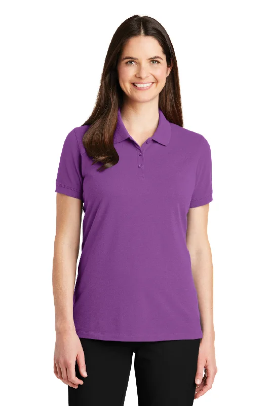 hem flared blouses & shirts -hem flared blouses & shirts -Port Authority Womens Wrinkle Resistant Short Sleeve Polo Shirt - Bright Violet Purple - Closeout