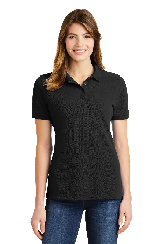 cheerful floral blouses & shirts -cheerful floral blouses & shirts -Port & Company Womens Stain Resistant Short Sleeve Polo Shirt - Jet Black - Closeout