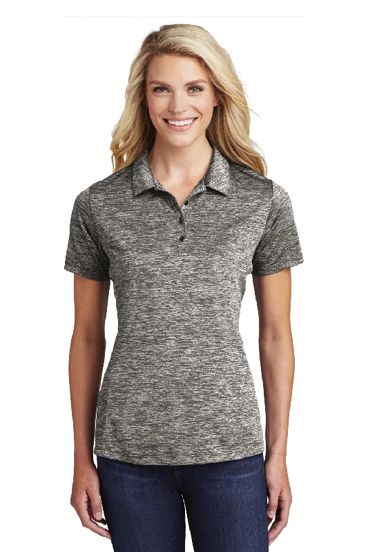 fitted neat blouses & shirts -fitted neat blouses & shirts -Sport-Tek Womens Electric Heather Moisture Wicking Short Sleeve Polo Shirt - Black Electric