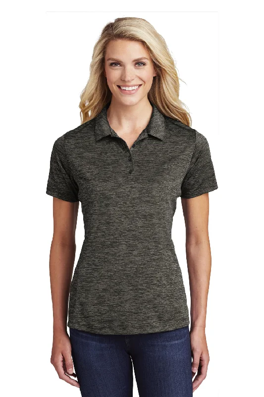 jersey silky blouses & shirts -jersey silky blouses & shirts -Sport-Tek Womens Electric Heather Moisture Wicking Short Sleeve Polo Shirt - Grey Black Electric