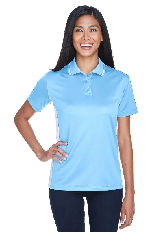 solid chic blouses & shirts -solid chic blouses & shirts -UltraClub Womens Cool & Dry Moisture Wicking Short Sleeve Polo Shirt - Columbia Blue/White