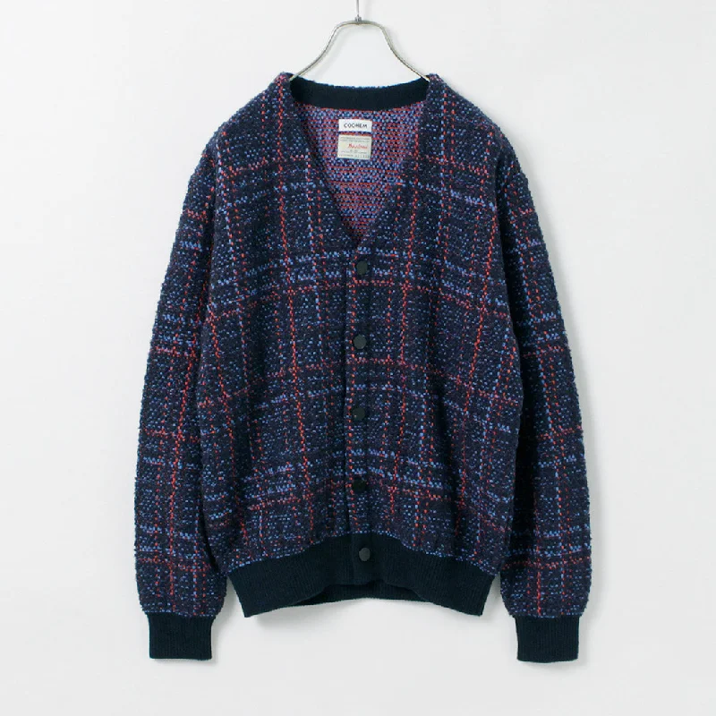 mohair cardigans with sash -COOHEM / Check Tweed Cardigan