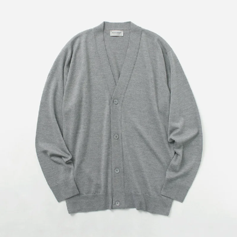 midi mohair cardigans -JOHN SMEDLEY / Merino Wool 24 Gauge V-Neck Knit Cardigan