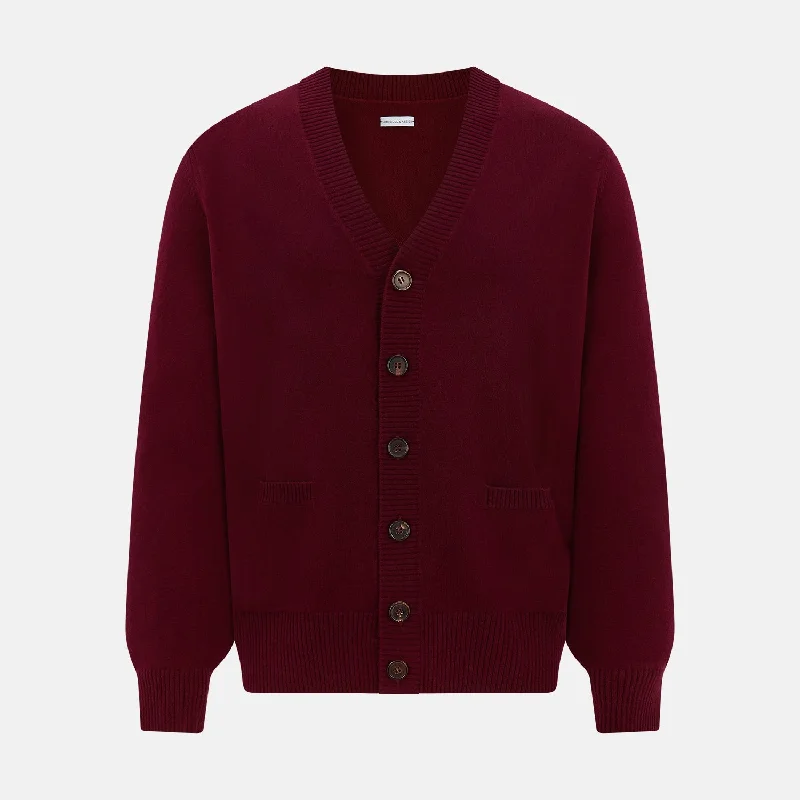 plush wool cardigans -Burgundy Cashmere Cardigan