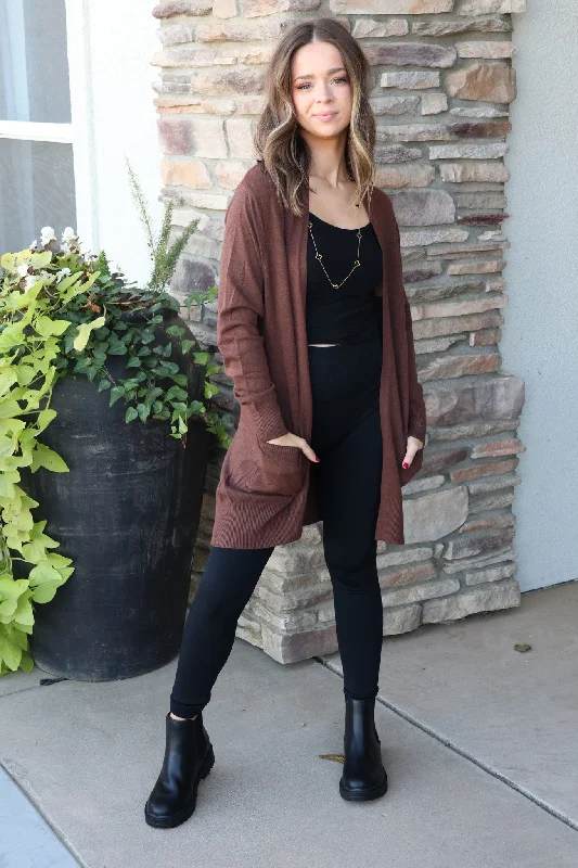 retro hooded cardigans -Charley Cardigan in Brown