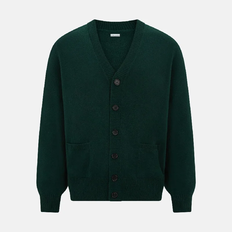 simple hooded cardigans -Forest Green Cashmere Cardigan