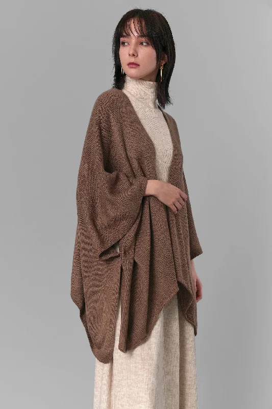 soft blend wool cardigans -Ilene Knit Cape Cardigan