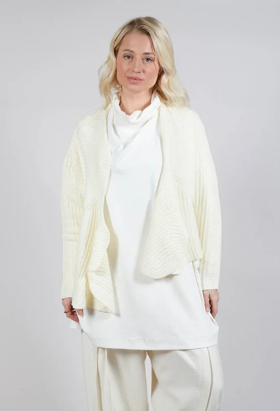 plaid cardigans for winter -Knitted Wave Cardigan in Cream