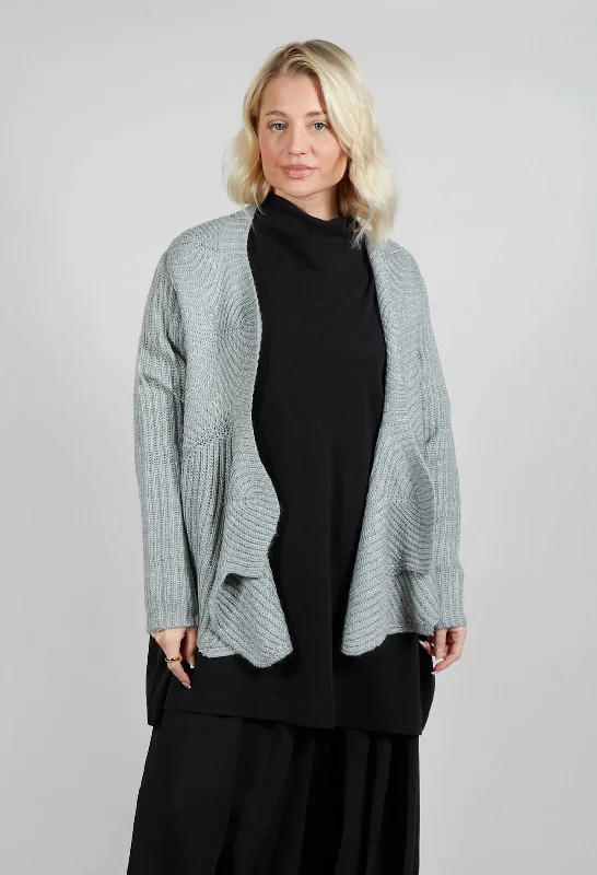 tight-knit plaid cardigans -Knitted Wave Cardigan in Grey