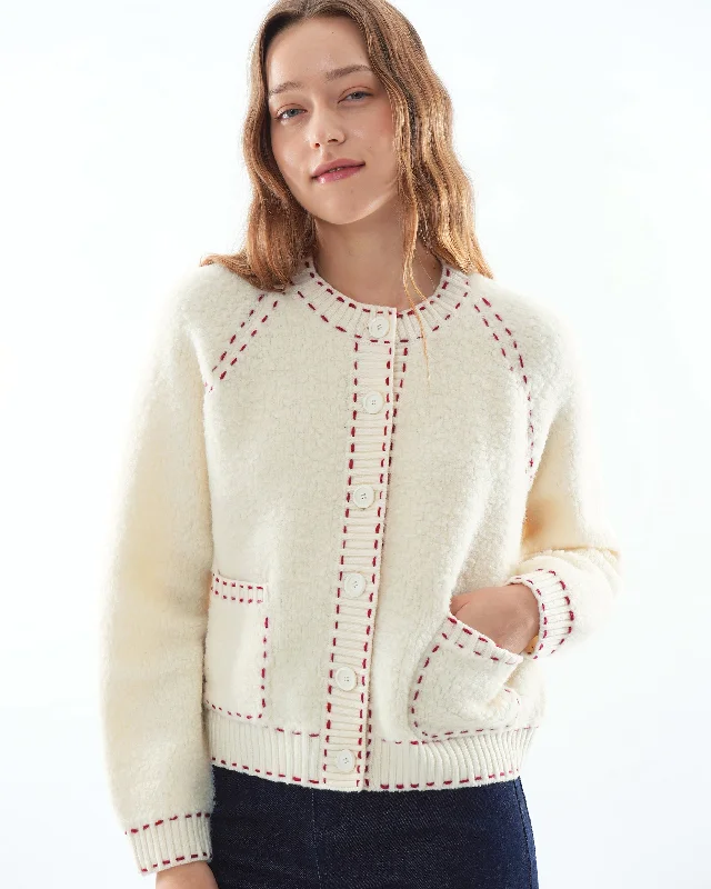 maxi wool cardigans -Lea Wool Boucle Cardigan