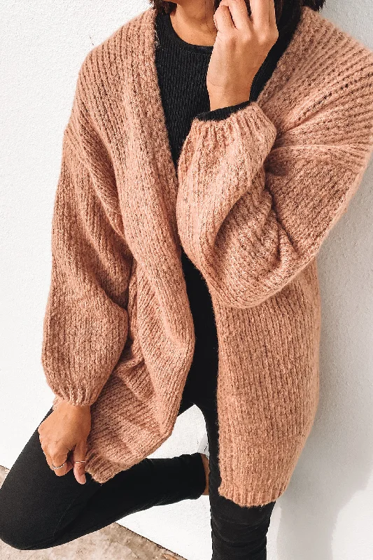 loose striped cardigans -Lilia Knit Cardigan Apricot