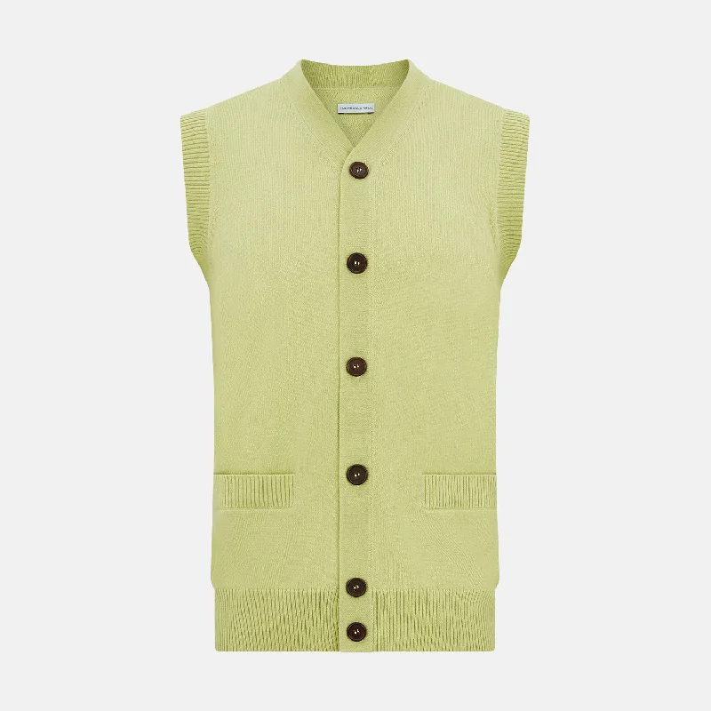 blended cardigans versatile -Melon Green Sleeveless Cardigan