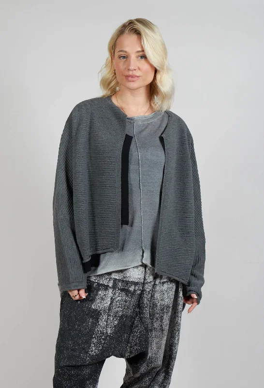 blended plaid cardigans -Open Front Cardigan in Grey