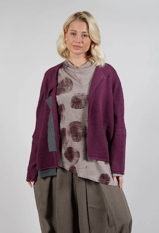 drapey plaid cardigans -Open Front Cardigan in Purple