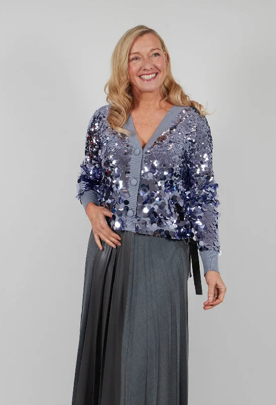 loose knit ribbed cardigans -Sequin Cardigan in Lilac Breeze