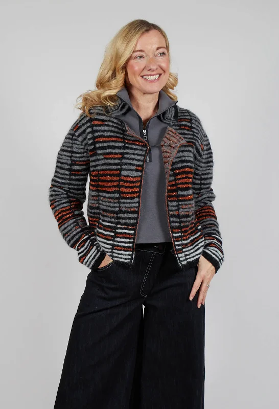 merino plaid cardigans -Stripe Pin Cardigan in Orange Glitter