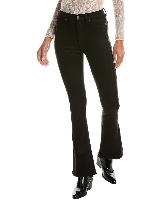 bold abstract shorts -bold abstract pants -7 For All Mankind Tailorless Ultra High-Rise Coated Black Skinny Boot Jean