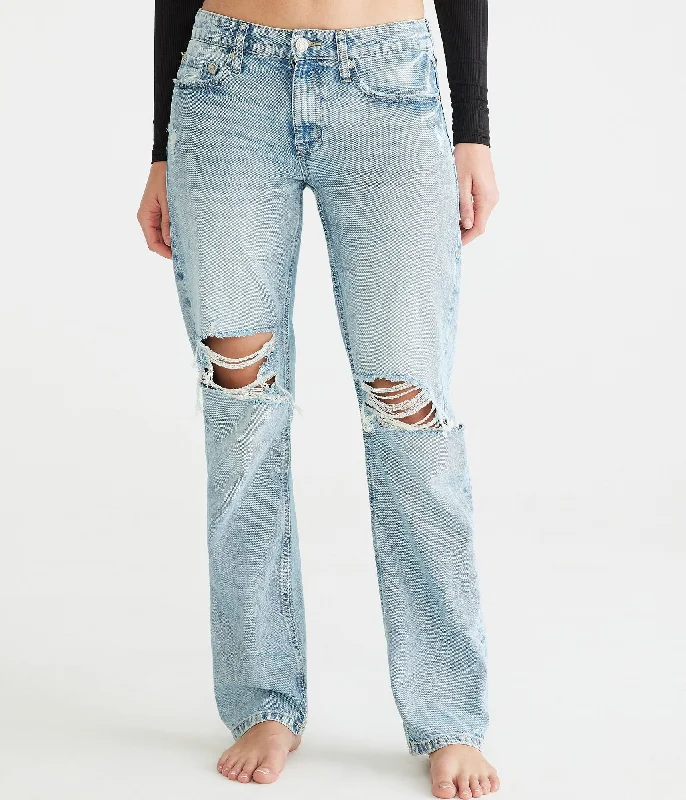 stretch rib shorts -stretch rib pants -Aeropostale Knd Low-Rise Baggy Jean