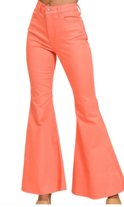 comfy stretch shorts -comfy stretch pants -Bell Bottoms Pant In Coral