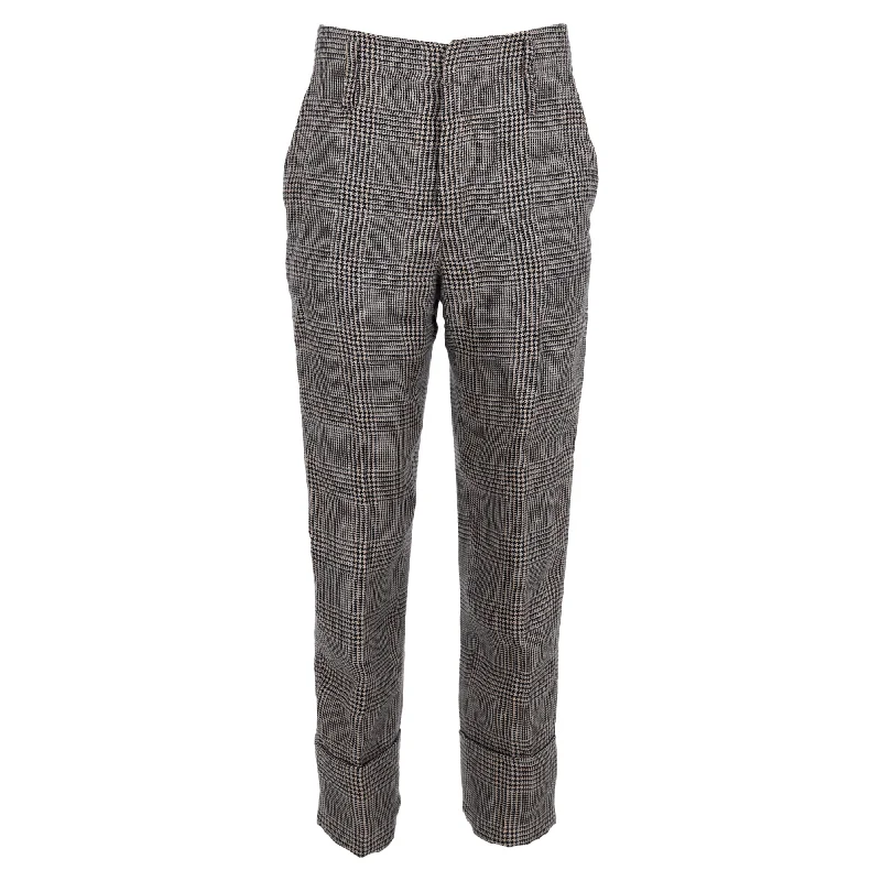 knit textured shorts -knit textured pants -Brunello Cucinelli Houndstooth Pants in Multicolor Linen