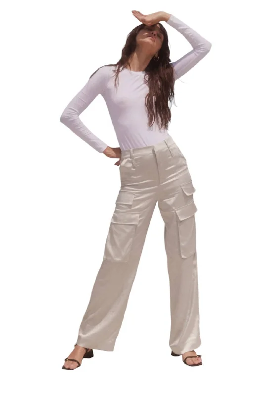 silky jersey shorts -silky jersey pants -Cargo Pants In Silver