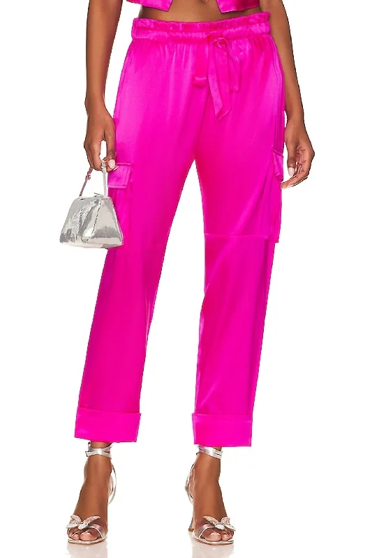 loose comfy shorts -loose comfy pants -Carmen Pants In Neon Pink