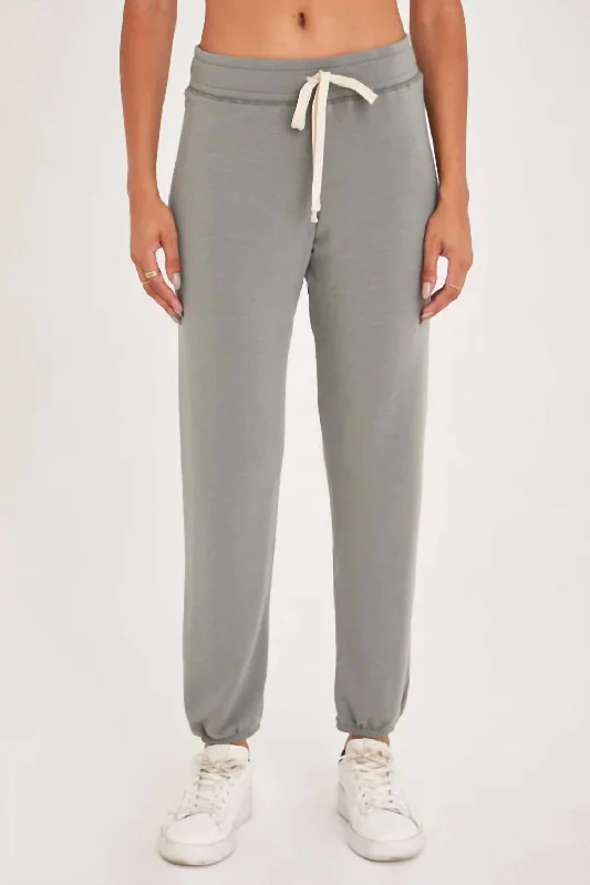 jersey silky shorts -jersey silky pants -Champlain Long Pant In Dried Sage