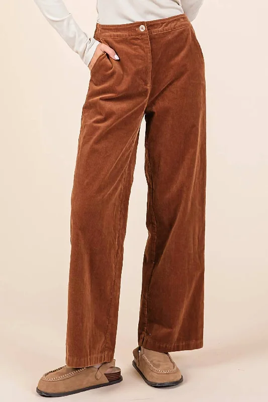 floral cheerful shorts -floral cheerful pants -Corduroy Straignt Leg Jeans In Camel