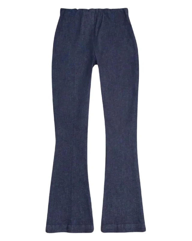 sleek tailored shorts -sleek tailored pants -Faye Flare Cropped Pant In Indigo Stretch Denim