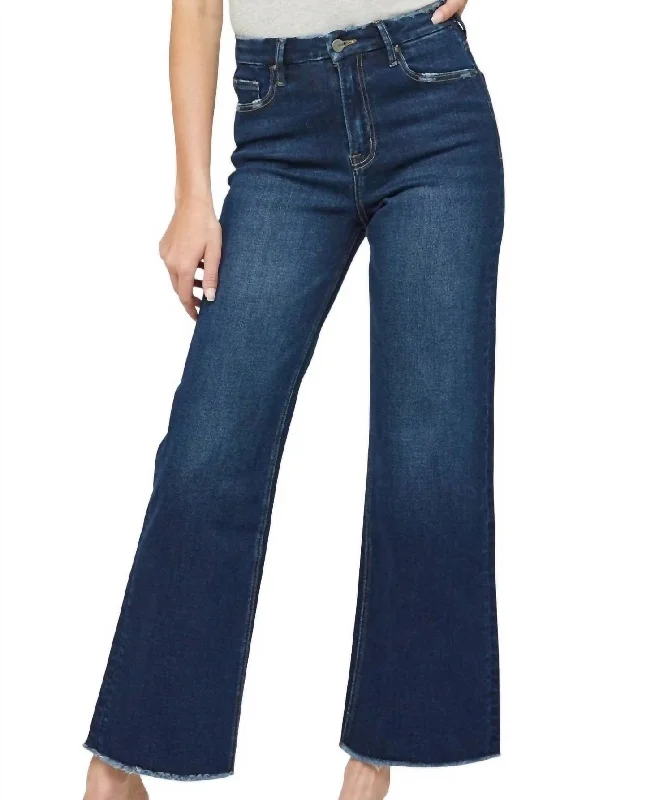 snug short shorts -snug long pants -Festival Stretch Super High-Rise Wide Leg Jean In Ultramarine