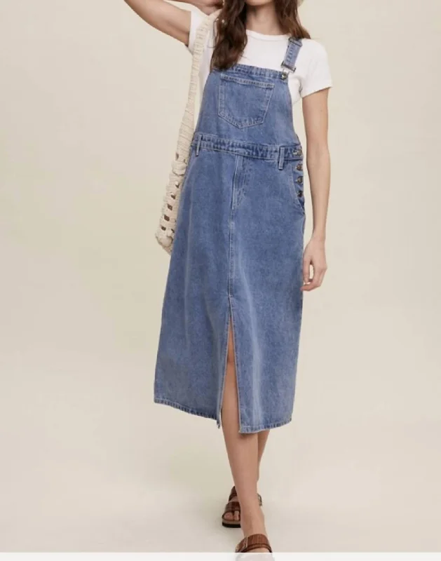 basic clean shorts -basic clean pants -Girl Next Door Overall Dress In Denim