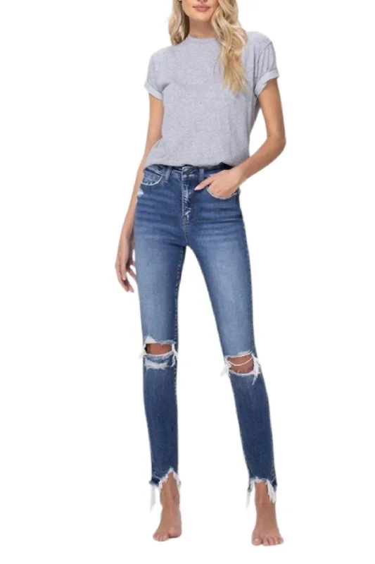 breezy blend shorts -breezy blend pants -High Rise Ankle Skinny Jeans In Denim Blue