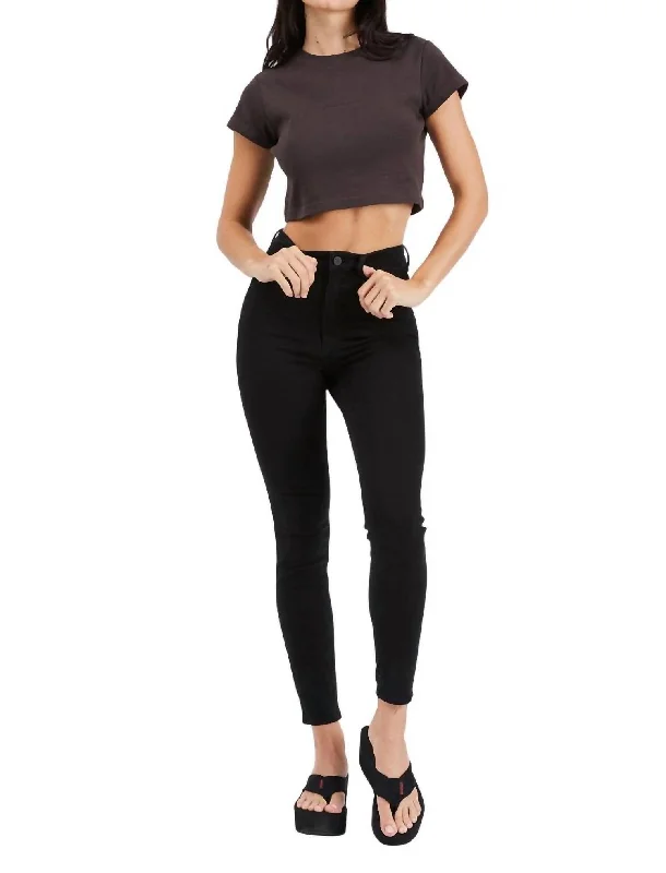 bright athletic shorts -bright athletic pants -High Skinny Ankle Basher Jeans In Black Magic