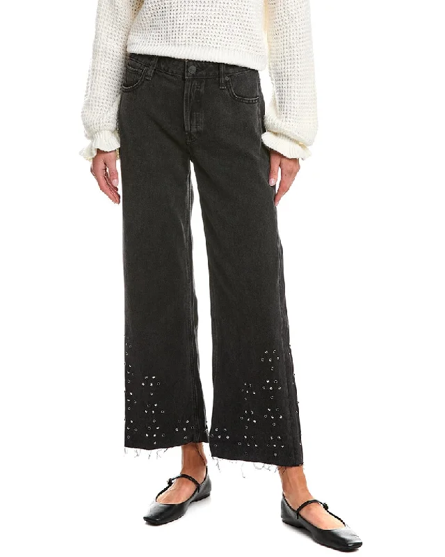 vivid striped shorts -vivid striped pants -HUDSON Jeans Rosalie Black Glitter Wide Leg Jean