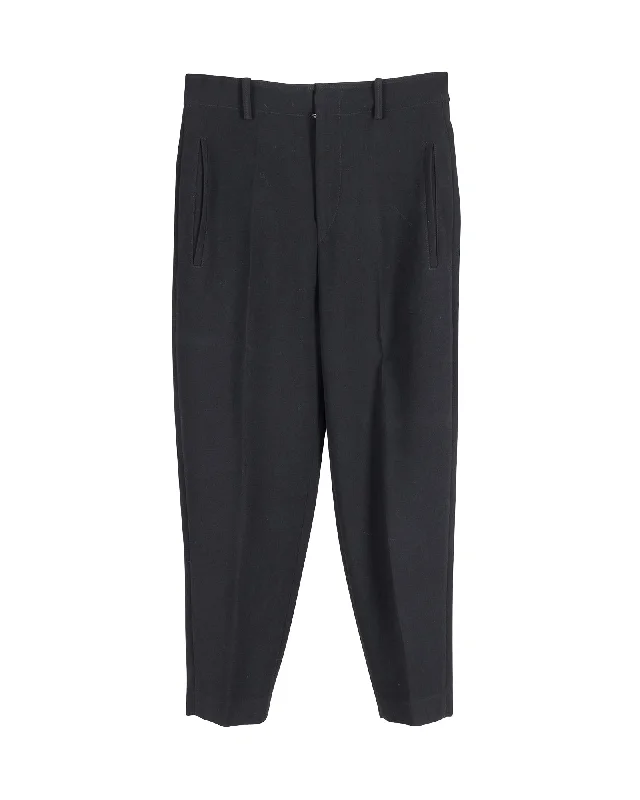 bold checker shorts -bold checker pants -Isabel Marant Straight Leg Trousers in Black Wool