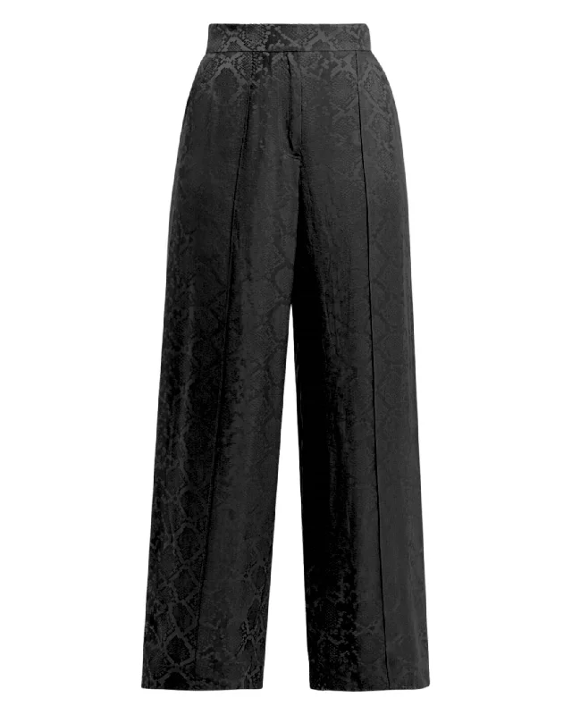 breezy summer shorts -breezy summer pants -Kyra Wide Leg Pant In Black Python