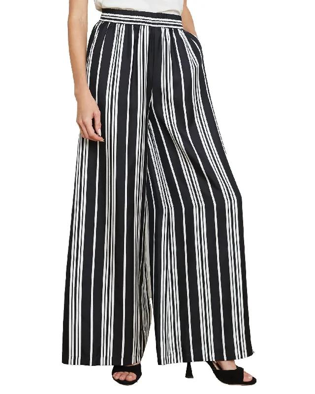 fast dry shorts -fast dry pants -Lillian Wide Leg Pant In Black/white Striped