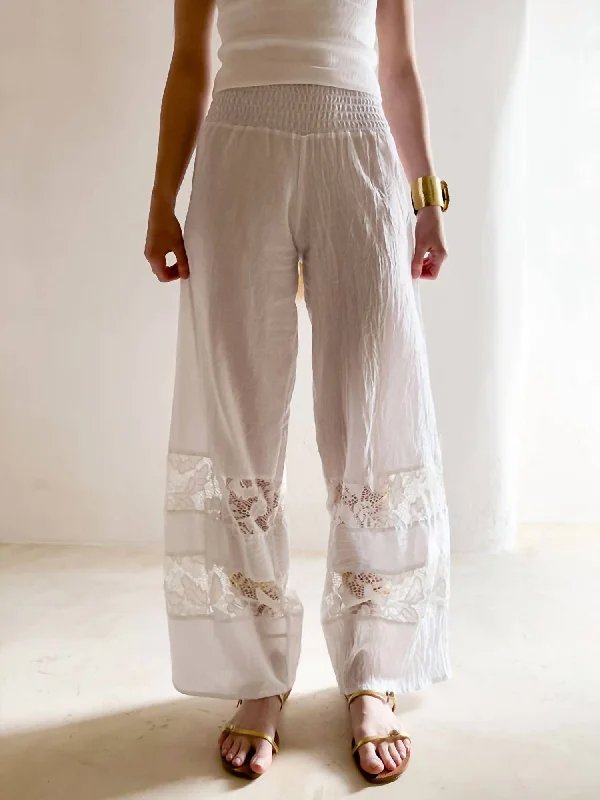 cuff flowy shorts -cuff flowy pants -Liz Pant In White